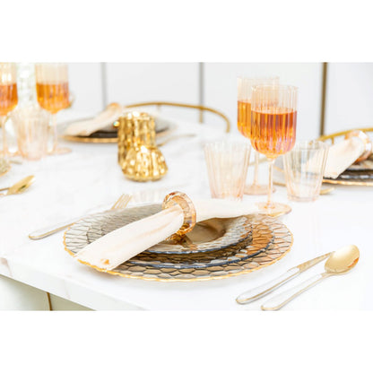 SET OF 6 AMBER CRYSTAL NAPKIN RINGS