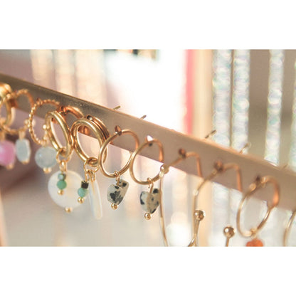 Earrings Amazonite, Shell & Hematite - Gold