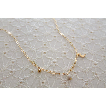 Necklace Moon, Ball & Jade - Gold