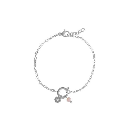 Lock Bracelet & Pink Opal - Silver