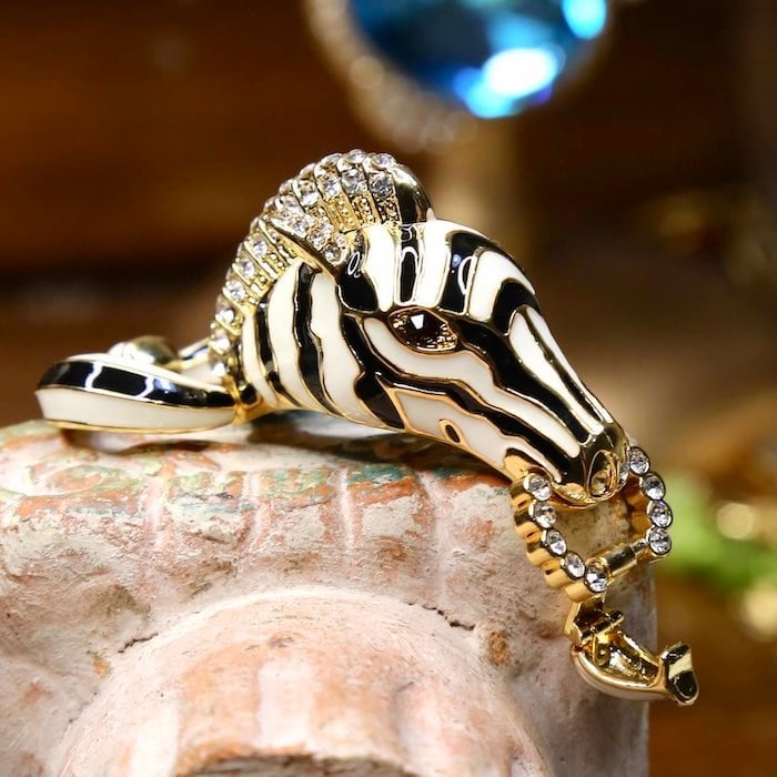 Vintage Zebra Enamel Chunky Statement Bracelet