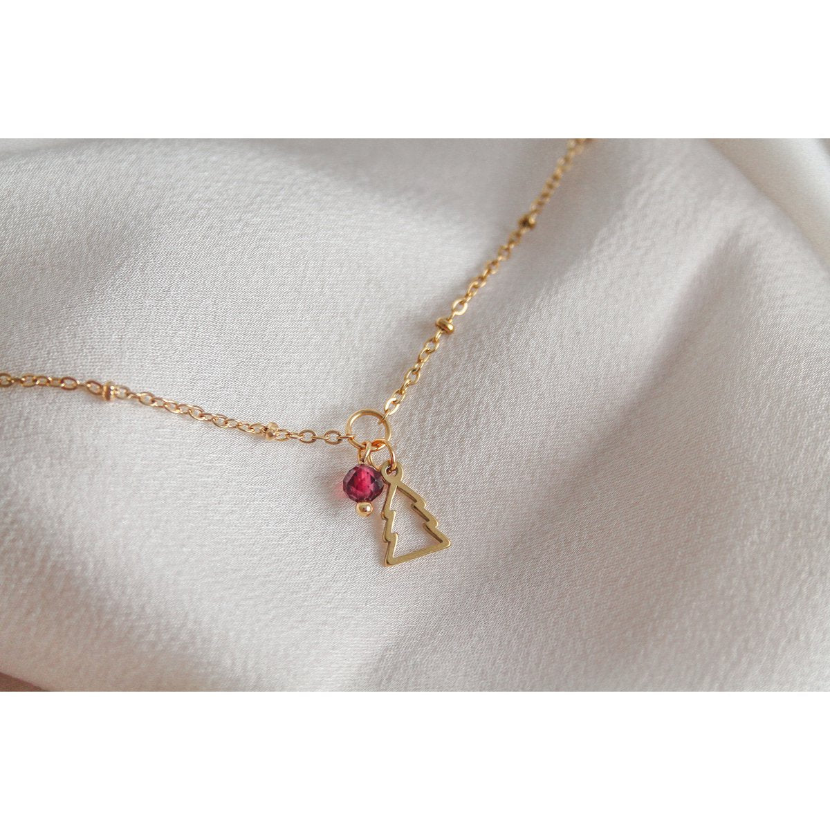 Bracelet Christmas Tree & Garnet - Gold