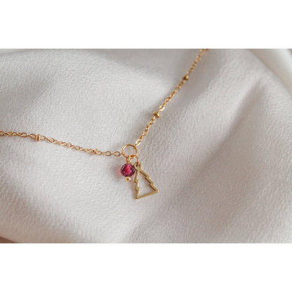 Bracelet Christmas Tree & Garnet - Gold