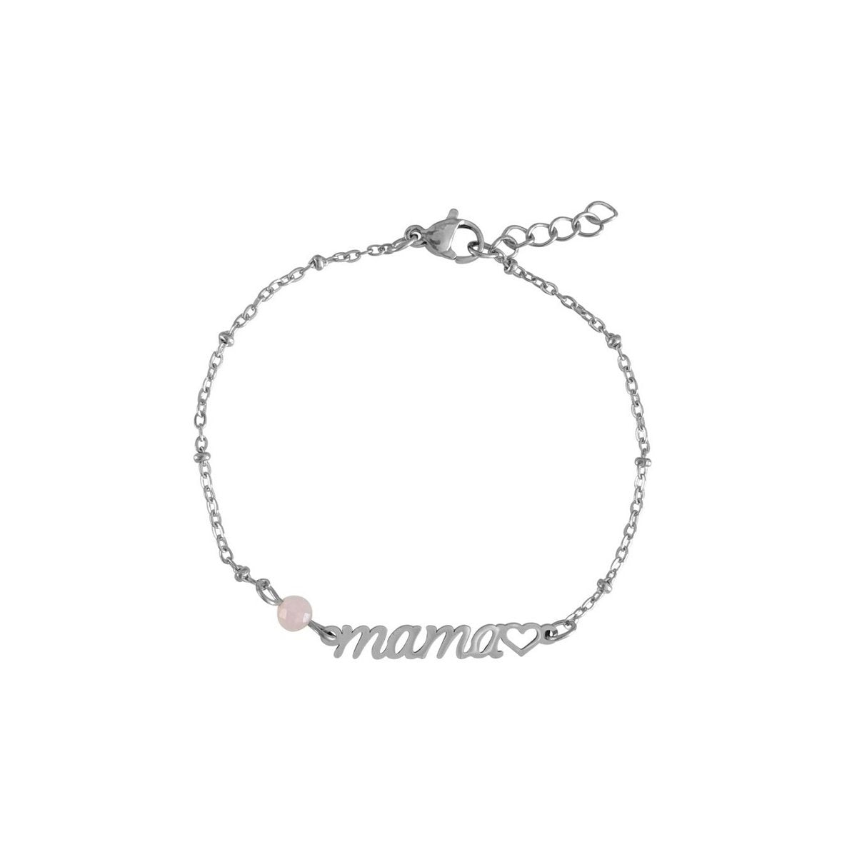 Mama & Rose Quartz Bracelet - Silver