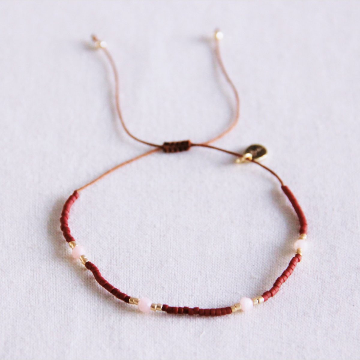 Miyuki faceted bracelet - brown/oldpink