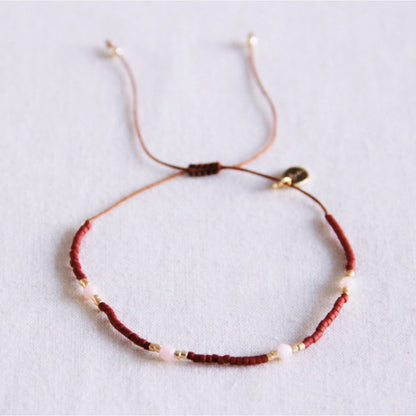 Miyuki faceted bracelet - brown/oldpink