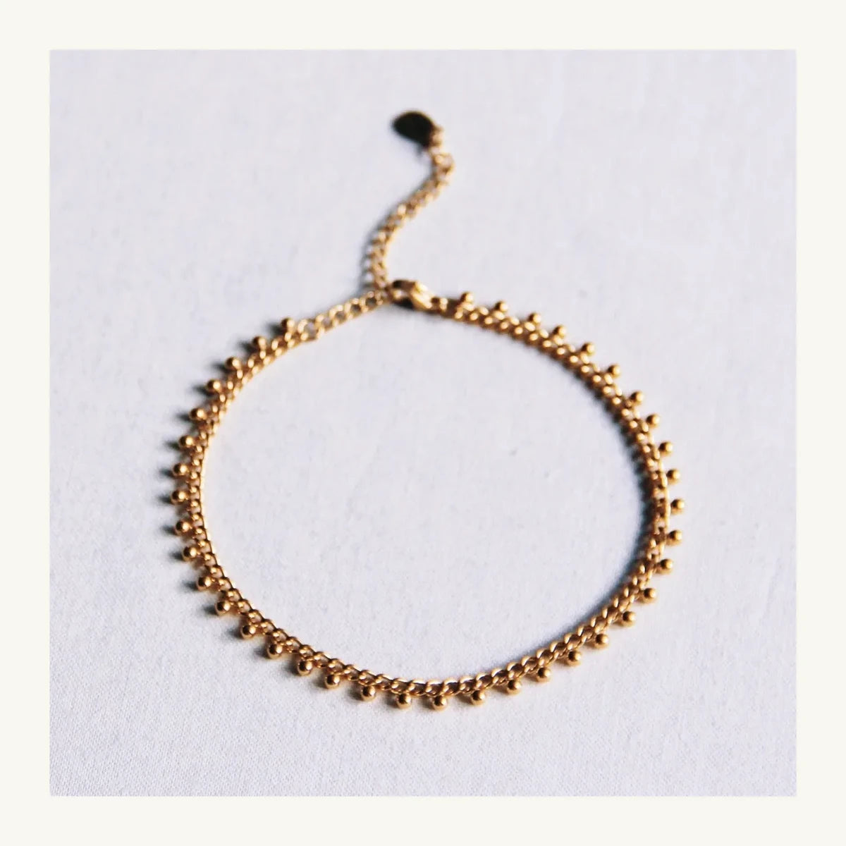 Chain anklet bracelet with balls - gold