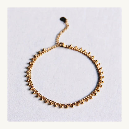 Chain anklet bracelet with balls - gold