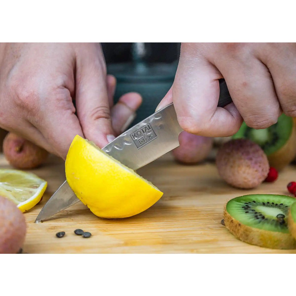 Knife - Paring knife with bamboo Saya and bamboo box - 90 mm blade