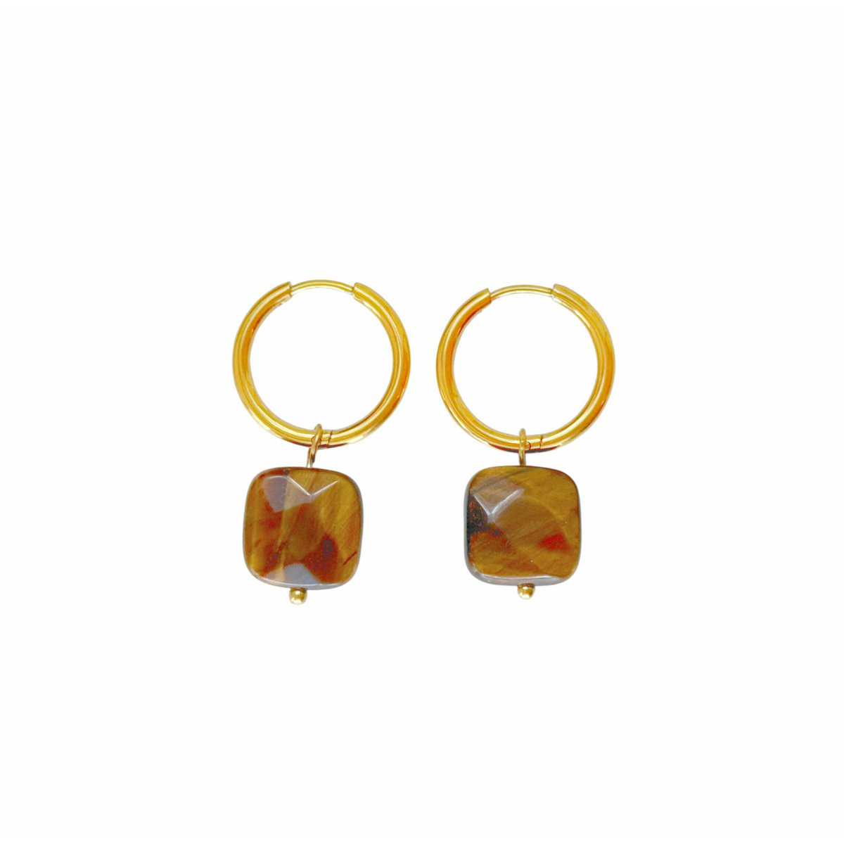 Tiger Eye Earrings - Gold