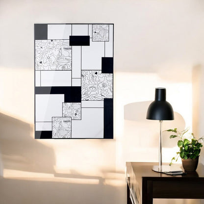 Rectangular picture, black, white H.110 cm