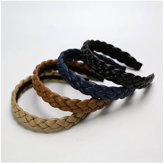Vintage style leather look braided headband
