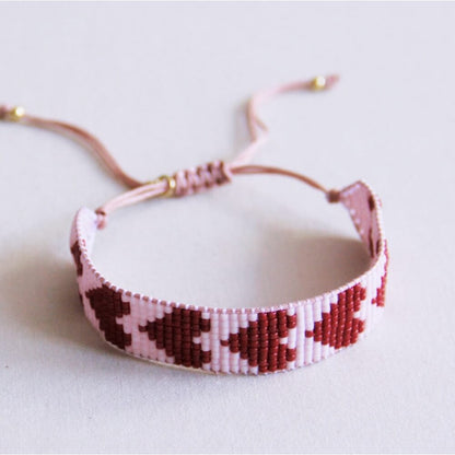 Heart woven bracelet - lilac/bordeaux