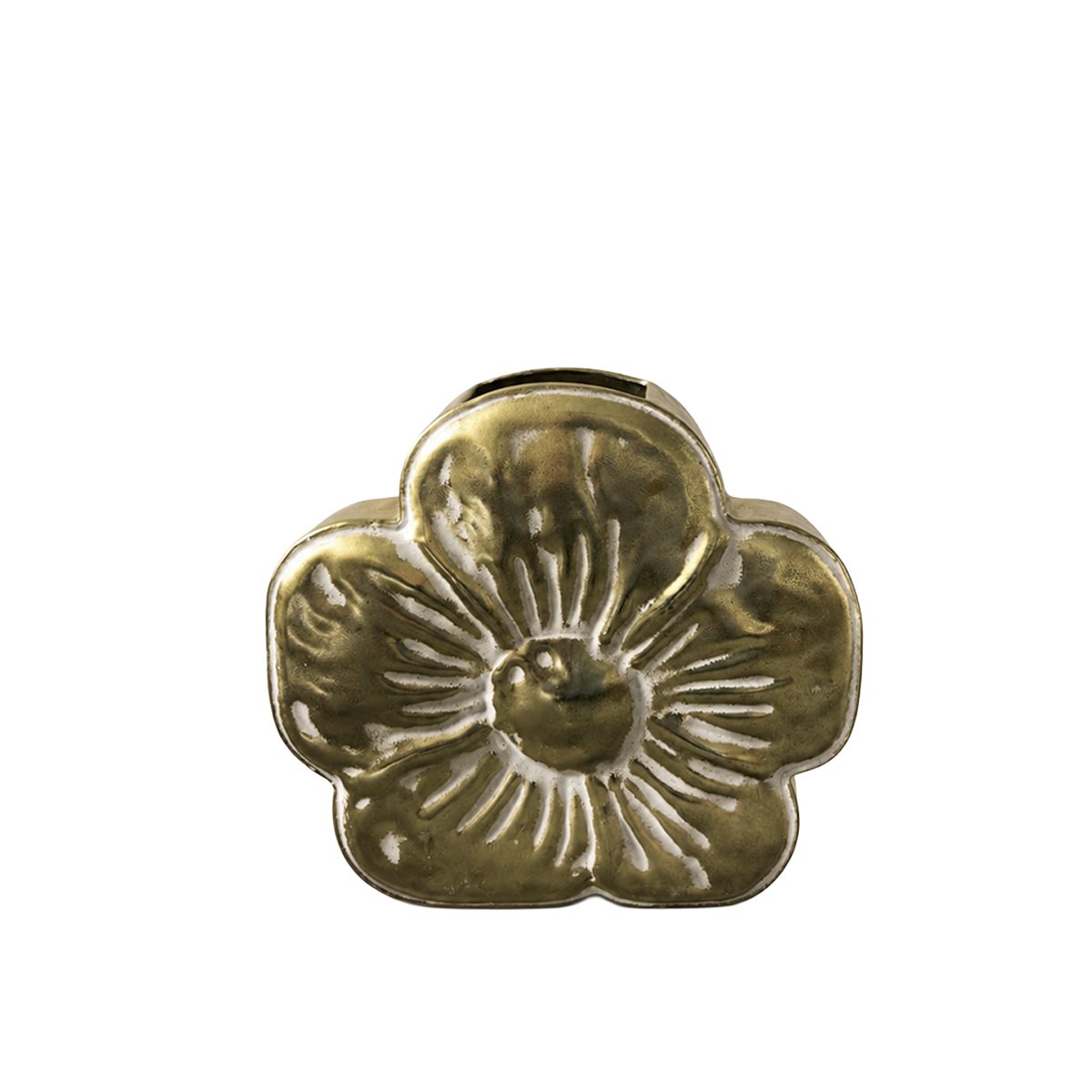 Gold metal flower vase 29x10.5x27.5cm