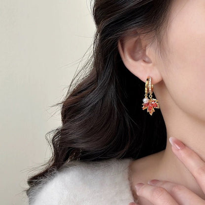Autumn Maple Stone Drop Earrings