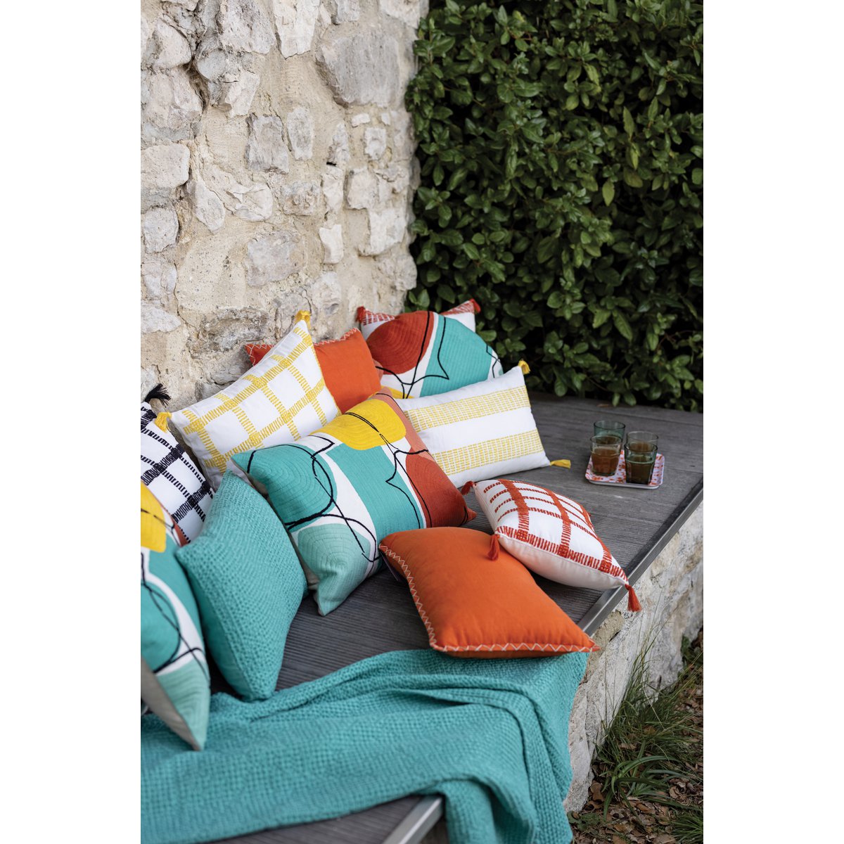 Coussin stonewashed Maia Lagon 45 x 45