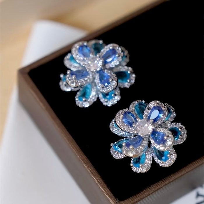 Azure Oil Painting Floral Jewelry Set