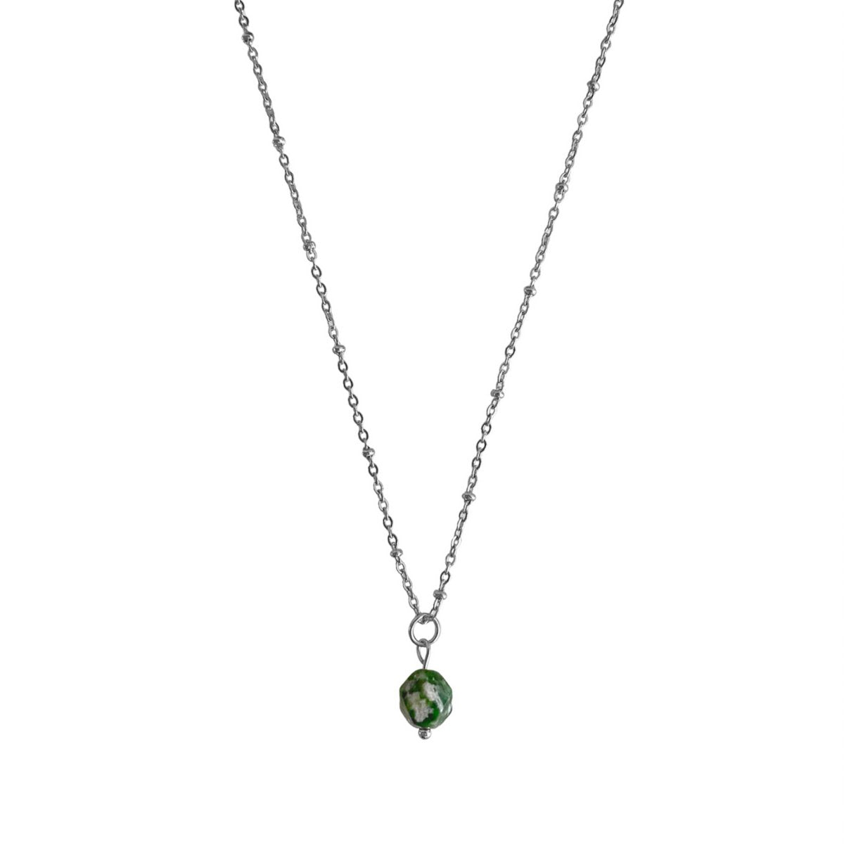 Green Spot Jasper Necklace - Silver