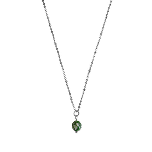 Green Spot Jasper Necklace - Silver