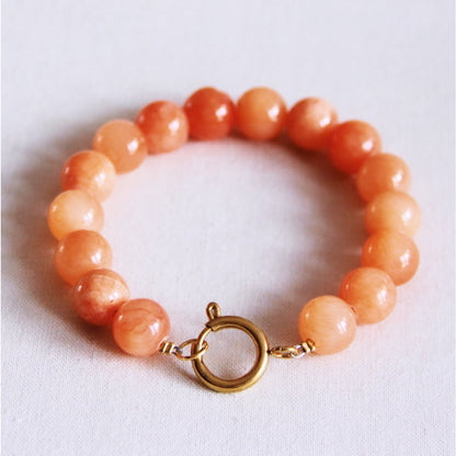 Natural stone bead bracelet XL - orange