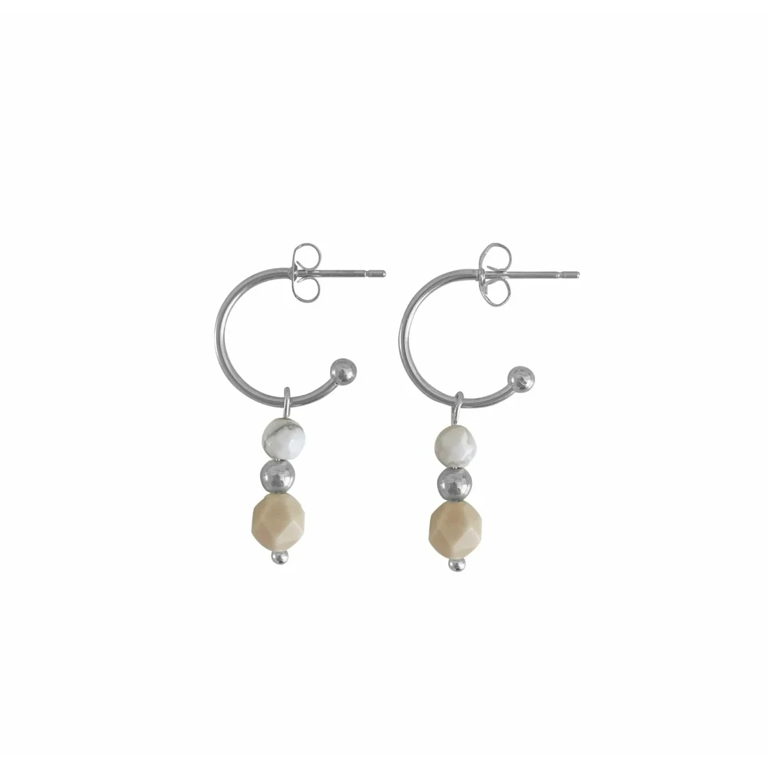 Earrings Howlite & Jade - Silver