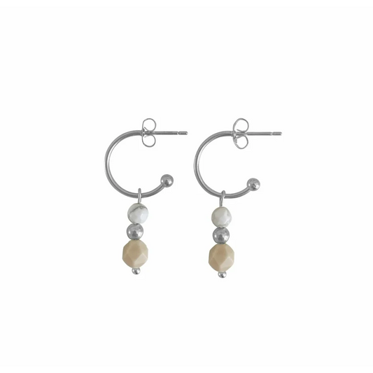 Earrings Howlite & Jade - Silver