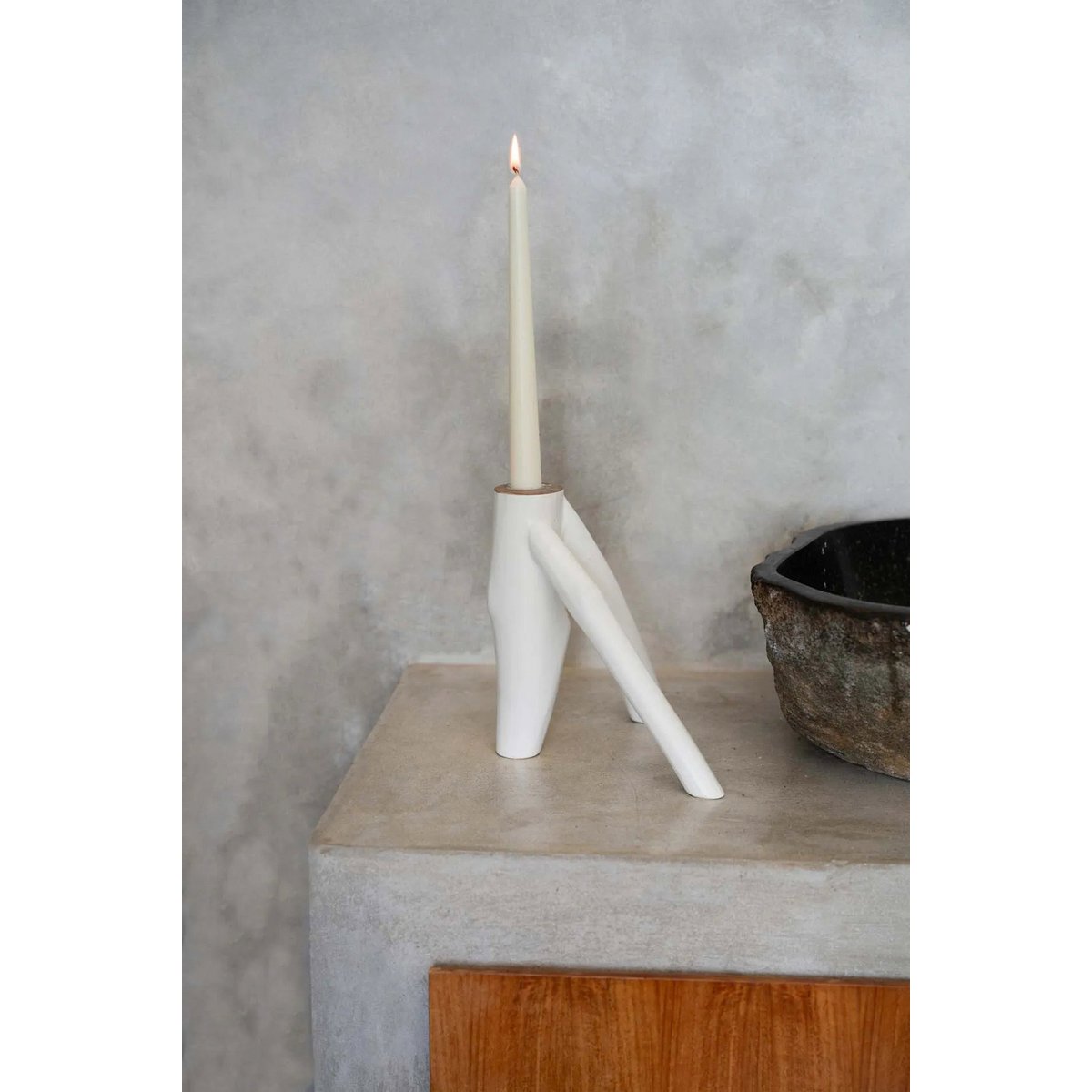 The Triple Twig Candle Holder - White