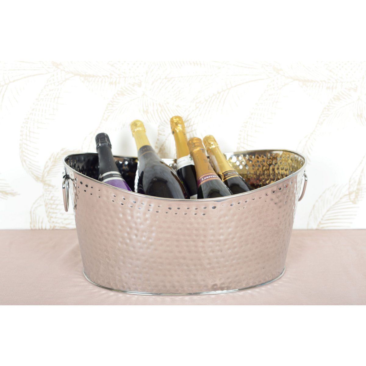 SEAU A CHAMPAGNE ARGENT MARTELE 49X35X23.5CM