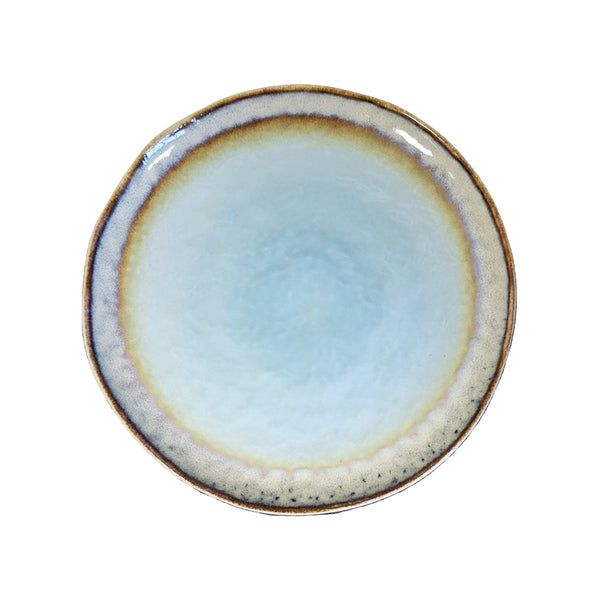 Turquoise flat plate in porcelain 27x27x1.6cm