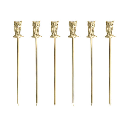 Golden owl appetizer picks - set of 6