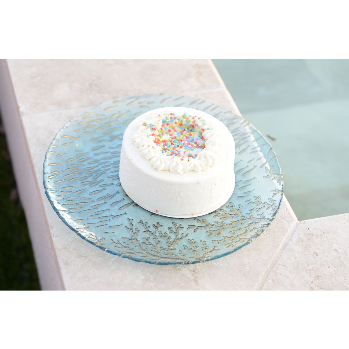 Blue presentation plate Mer 33x33x3cm