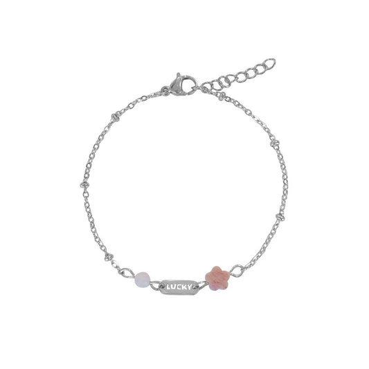 Lucky bracelet Rhodochrosite & Rose Quartz - Silver