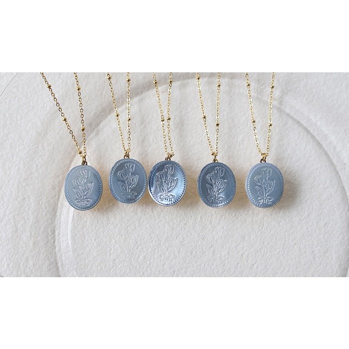 Botanical Mother of Pearl Medallion Necklace