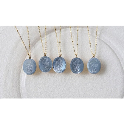 Botanical Mother of Pearl Medallion Necklace
