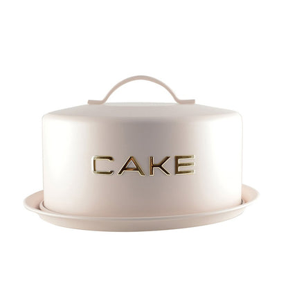 BEIGE CAKE PLATE WITH BELL 28X28X15CM