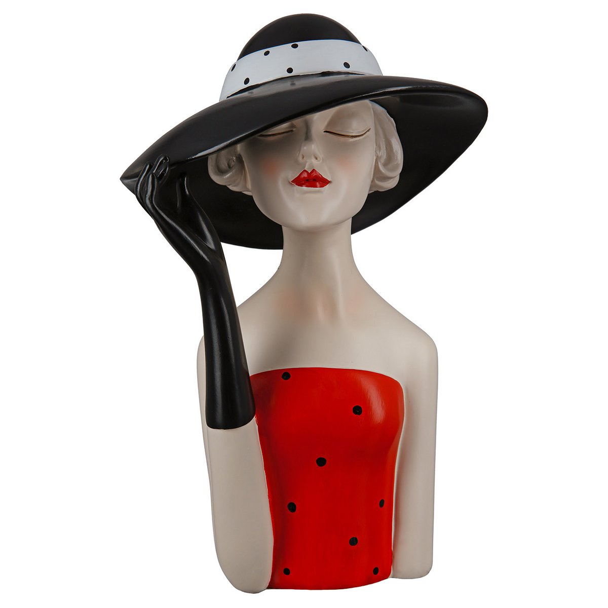 Poly figure lady with black hat