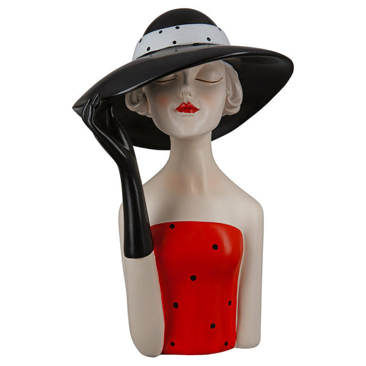 Poly figure lady with black hat