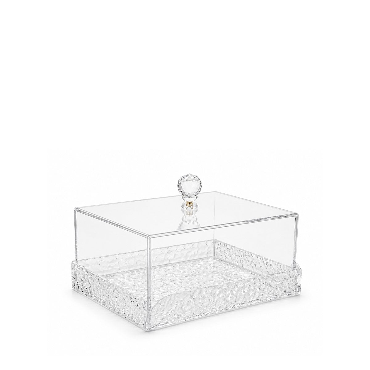 Square crackle effect acrylic cake dome with tray