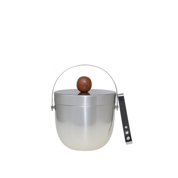 Wood and silver ice bucket 16x16x20cm