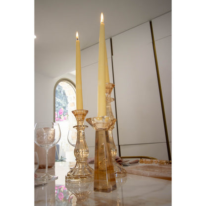 Amber candle holders h16cm - set of 2