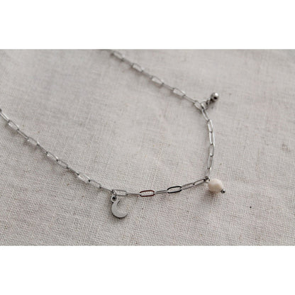 Necklace Moon, Ball & Jade - Silver