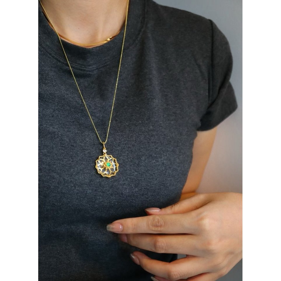 Clear Quartz Crystal Flower Pendant Necklace