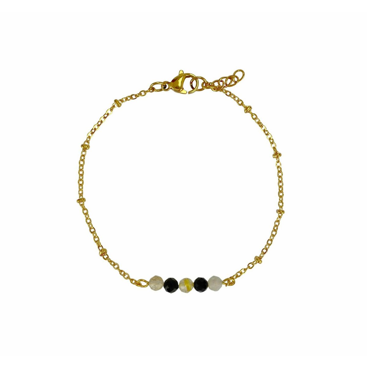 Bracelet Tourmaline & Rutilated Quartz - Gold