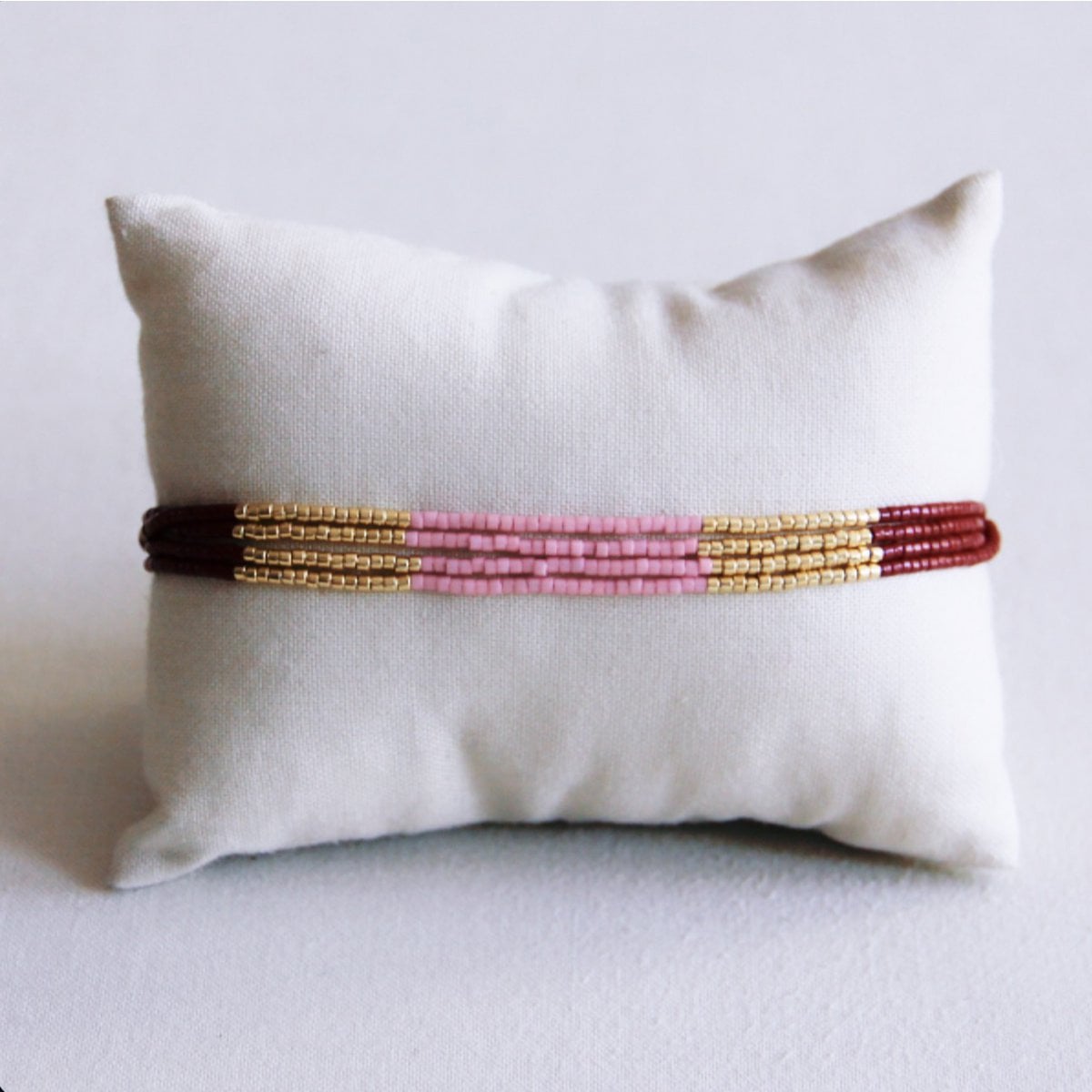 Quadruple miyuki bracelet - brown/lilac/gold-plated