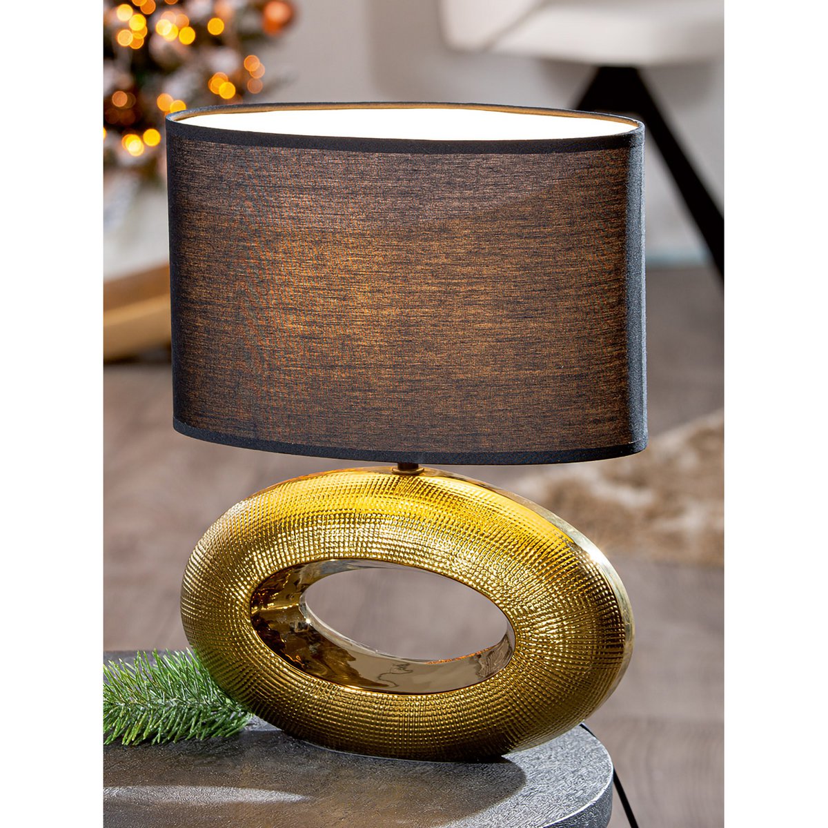 Table lamp oval Konya, height 39 cm