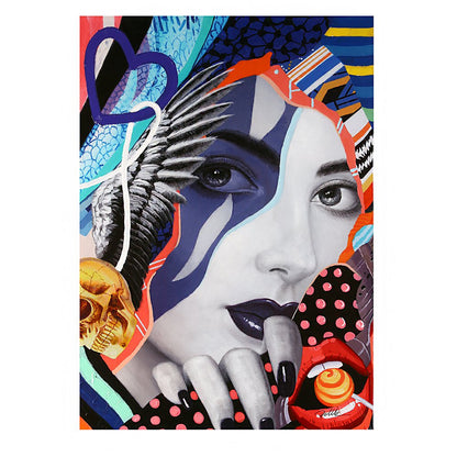 Picture "Street Art Lady" with Lolly, colored 70x100cm