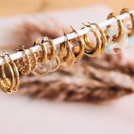 Stainless steel creole 14mm "balls" - gold - EA504