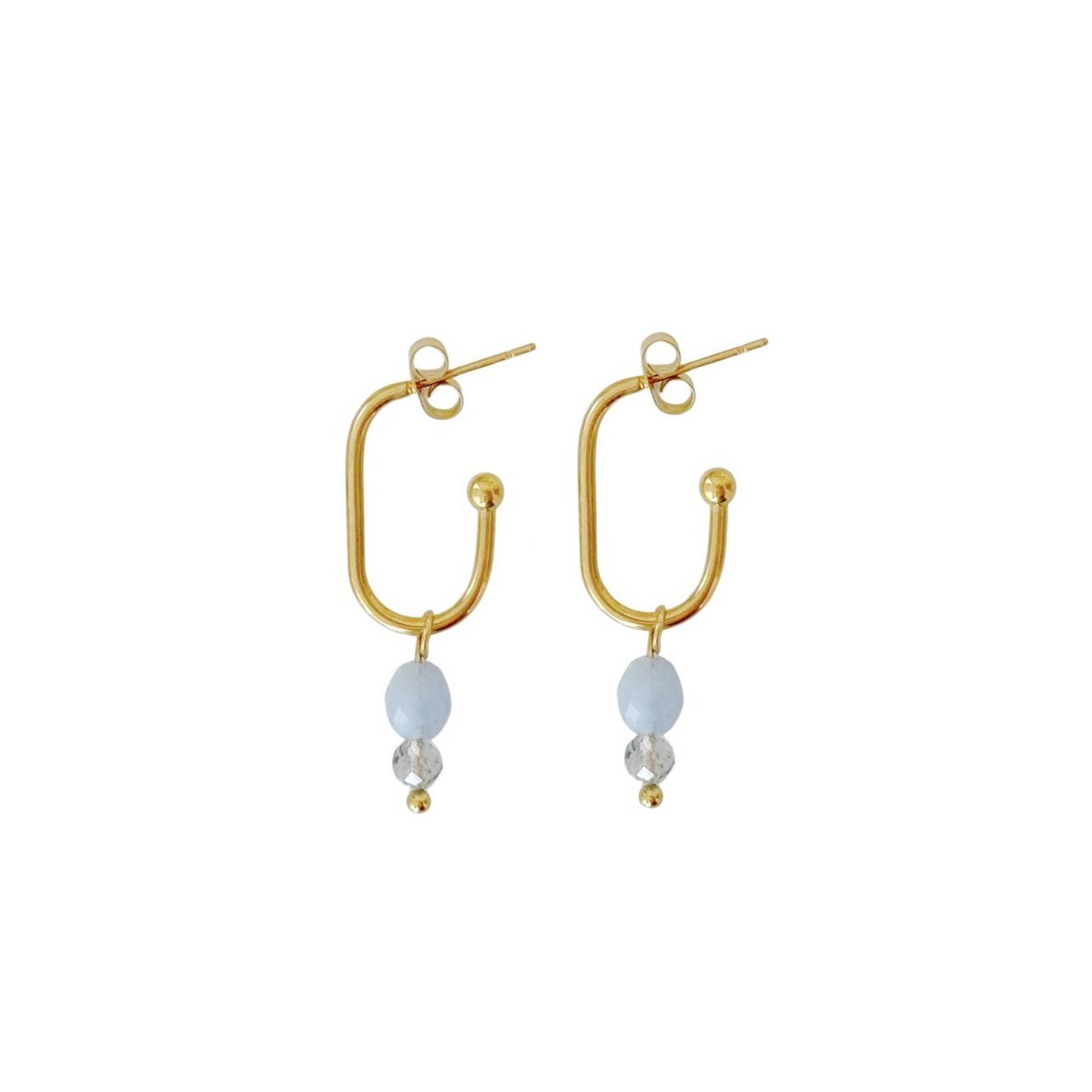 Earrings Aquamarine and Labradorite - Gold