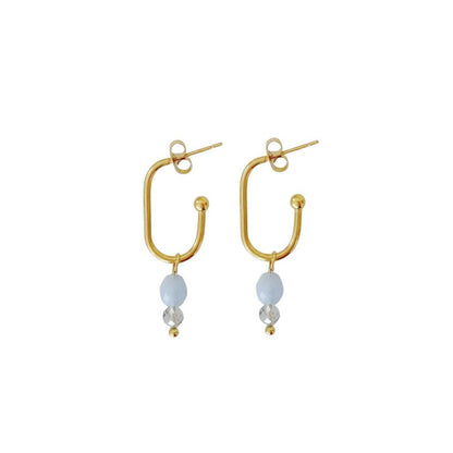 Earrings Aquamarine and Labradorite - Gold