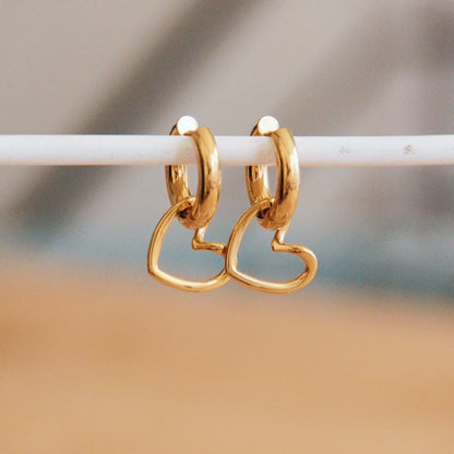 Stainless steel wide creole with open heart - gold